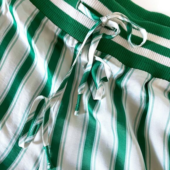 ANTHROPOLOGIE Silky Stripe Bermuda Boxer Shorts in Green Cream  Size M - Picture 6 of 11